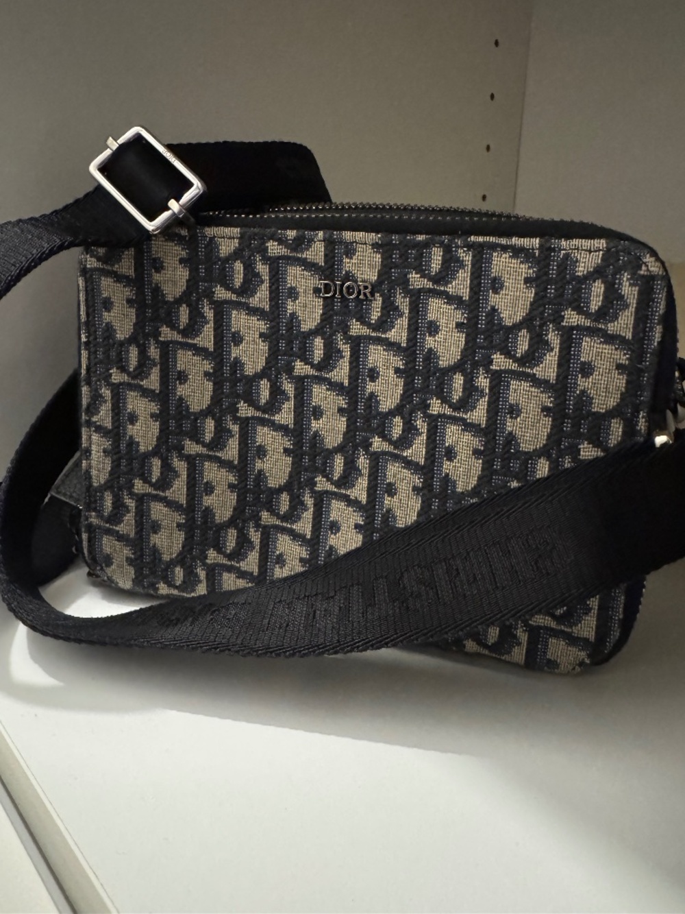 Dior Oblique Jacquard Navy & Cream Bag (Authentic Designer)